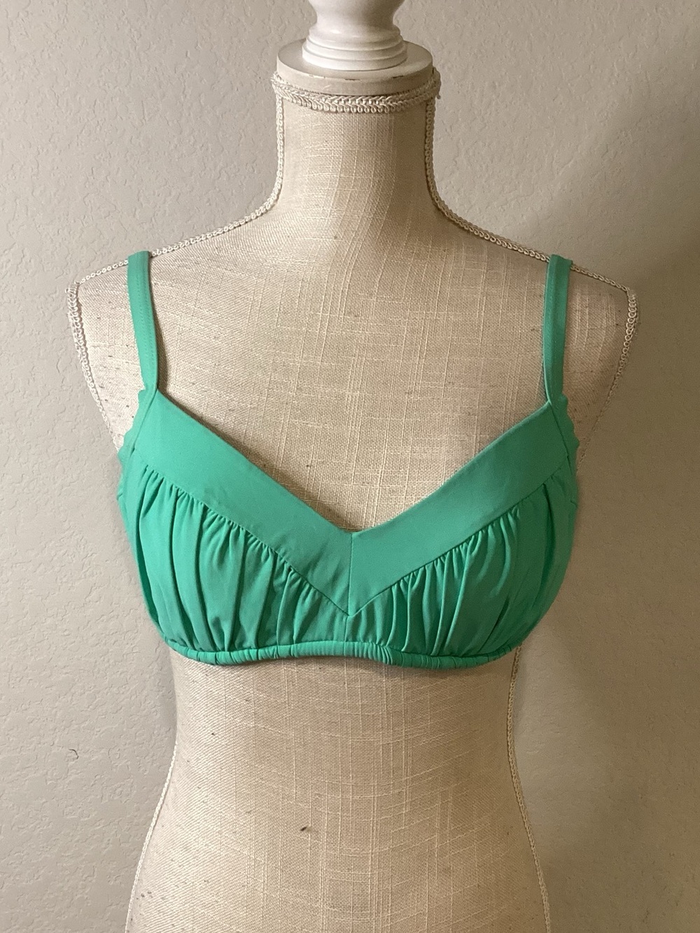 Women's Gathered V-Neck Swim Bra- Mint Green